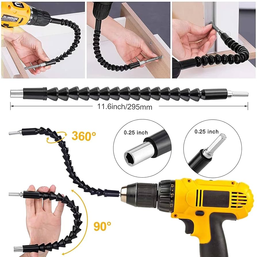 Flexible Drill Bit Extension Set, 105° Right Angle Drill